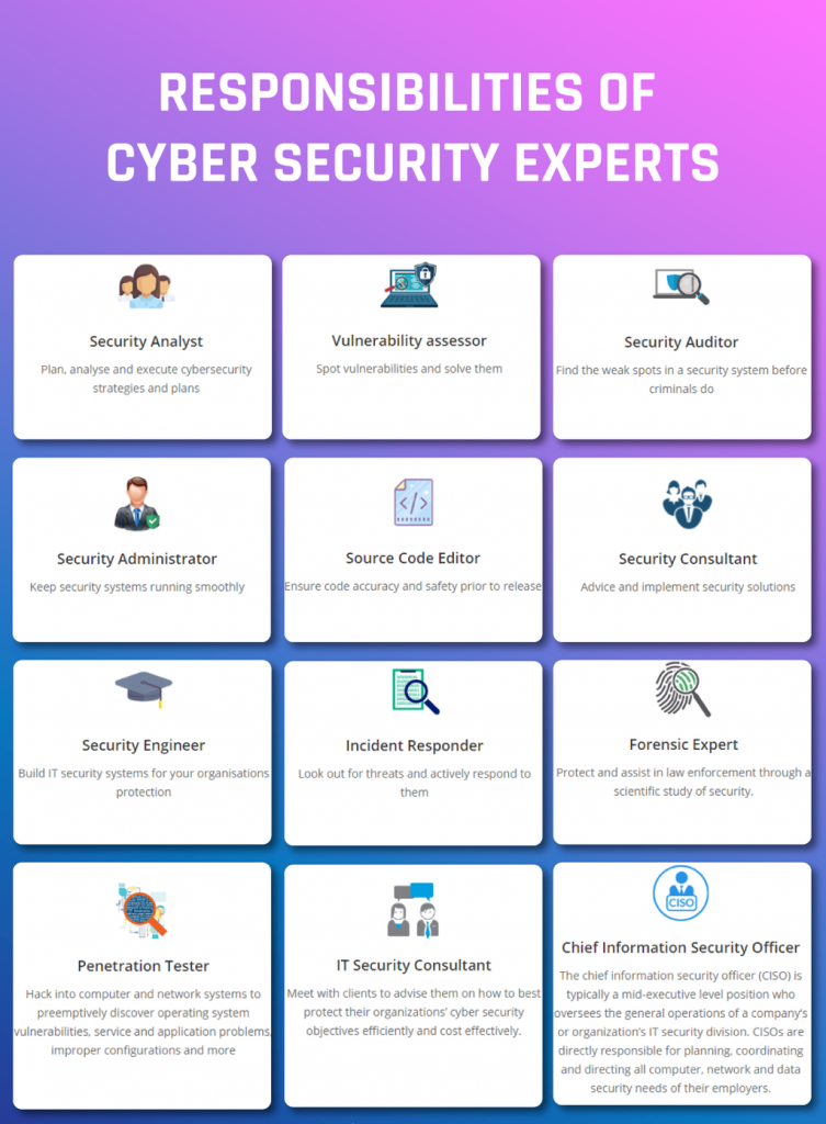 Responsibilities of Cyber Security Expertss
